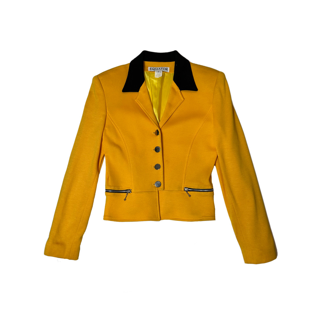 Equator Yellow Structured Vintage Jacket with Black Collar